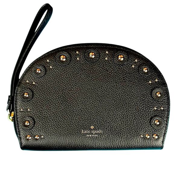 Kate Spade New York Shara Larchmont Studded Black Wristlet - Picture 2 of 11